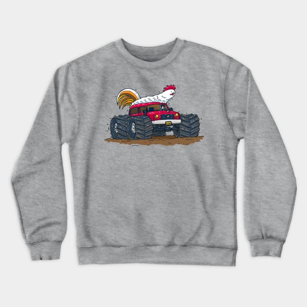 Monster Truck Chicken Crewneck Sweatshirt by nickv47